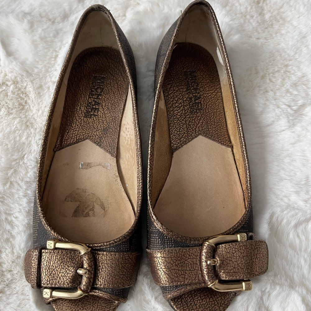 Michael Kors Brown Buckle Flats